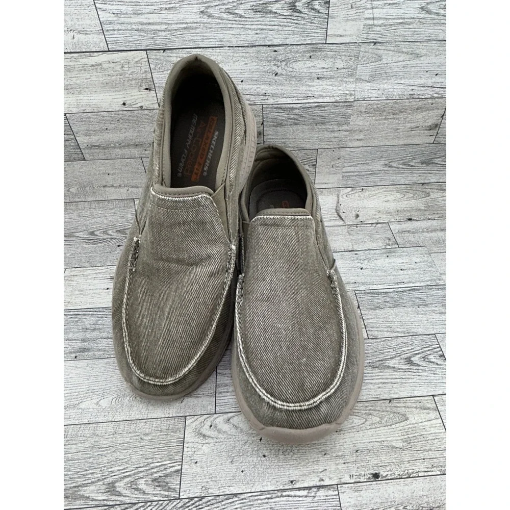 Skechers Men Relaxed Fit Memory Foam Slip On Loafers Taupe 58895S Size 9.5